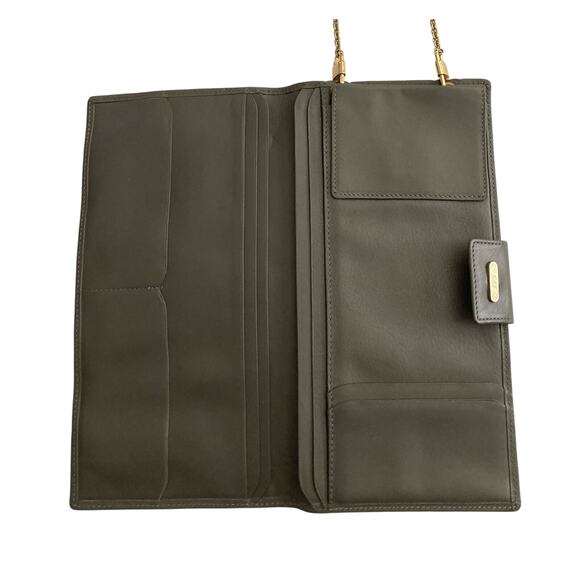 Vtg Womens Large SAS Faux Leather Travel Wallet Crossbody Purse Green Gray NOS - Picture 4 of 14